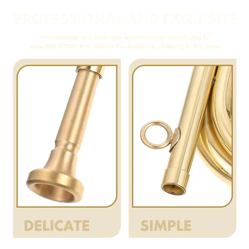 A06F Small Trumpet Bugle Brass Golden Horn Simple Beginner Wind Instrument For School Band Child Student