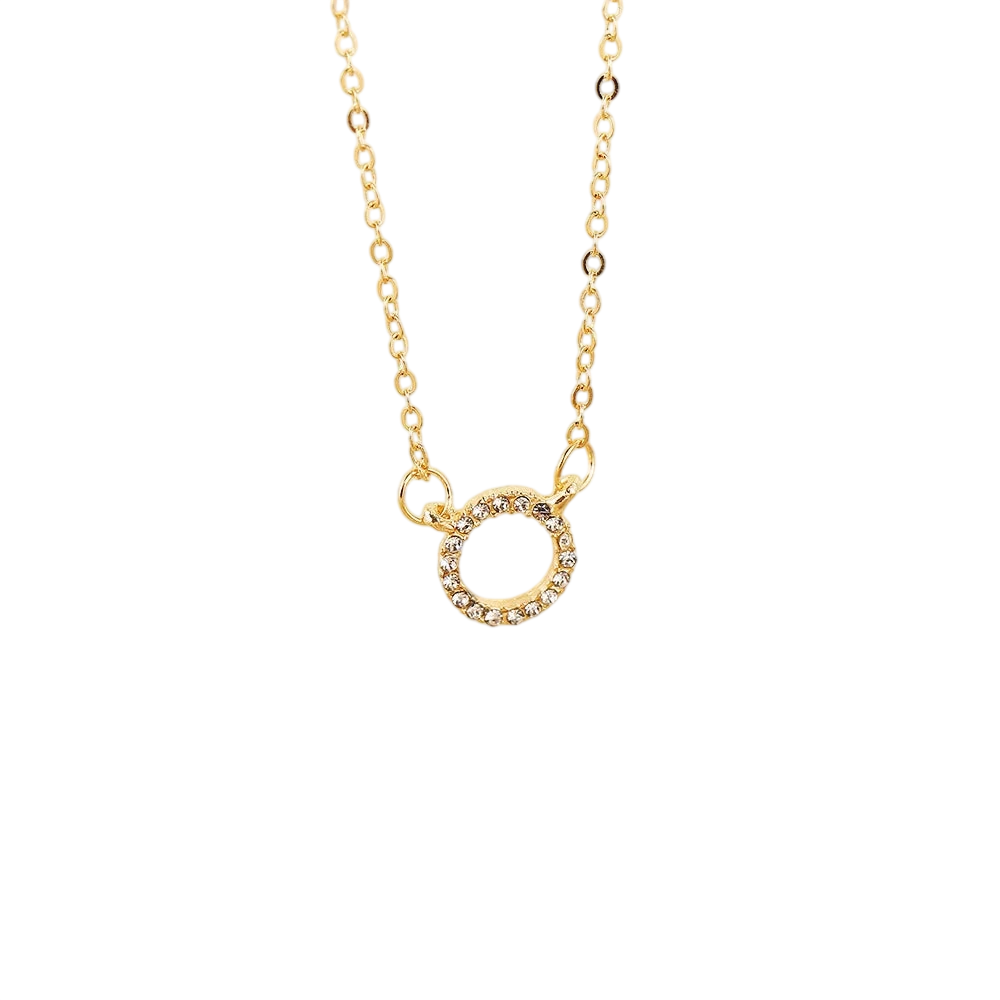 Fashion Trend Elegant Jewelry Simple Crystal Circle Pendant Necklace Golden Color Unquie Women Necklace Party Gift Wholesale
