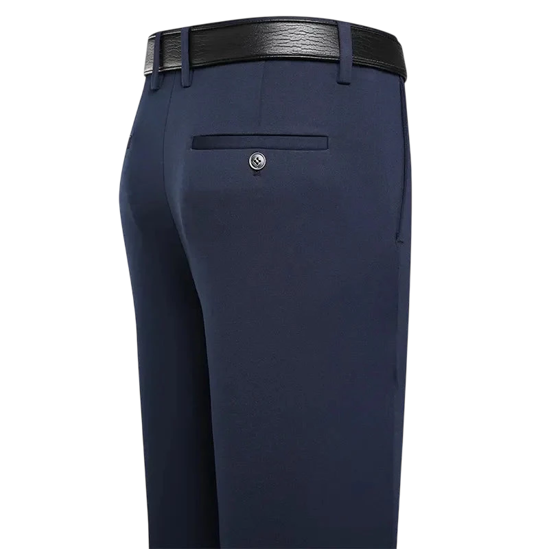 Suit Pants Men Business Casual Trousers Formal Dress Straight Pants Elastic Black Navy Blue Male Clothing