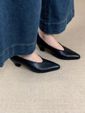 New Black High Heel Dress Shoes for Woman Spring Pointed End Shallow Vintage Office Work Shoes Pumps Zapatos