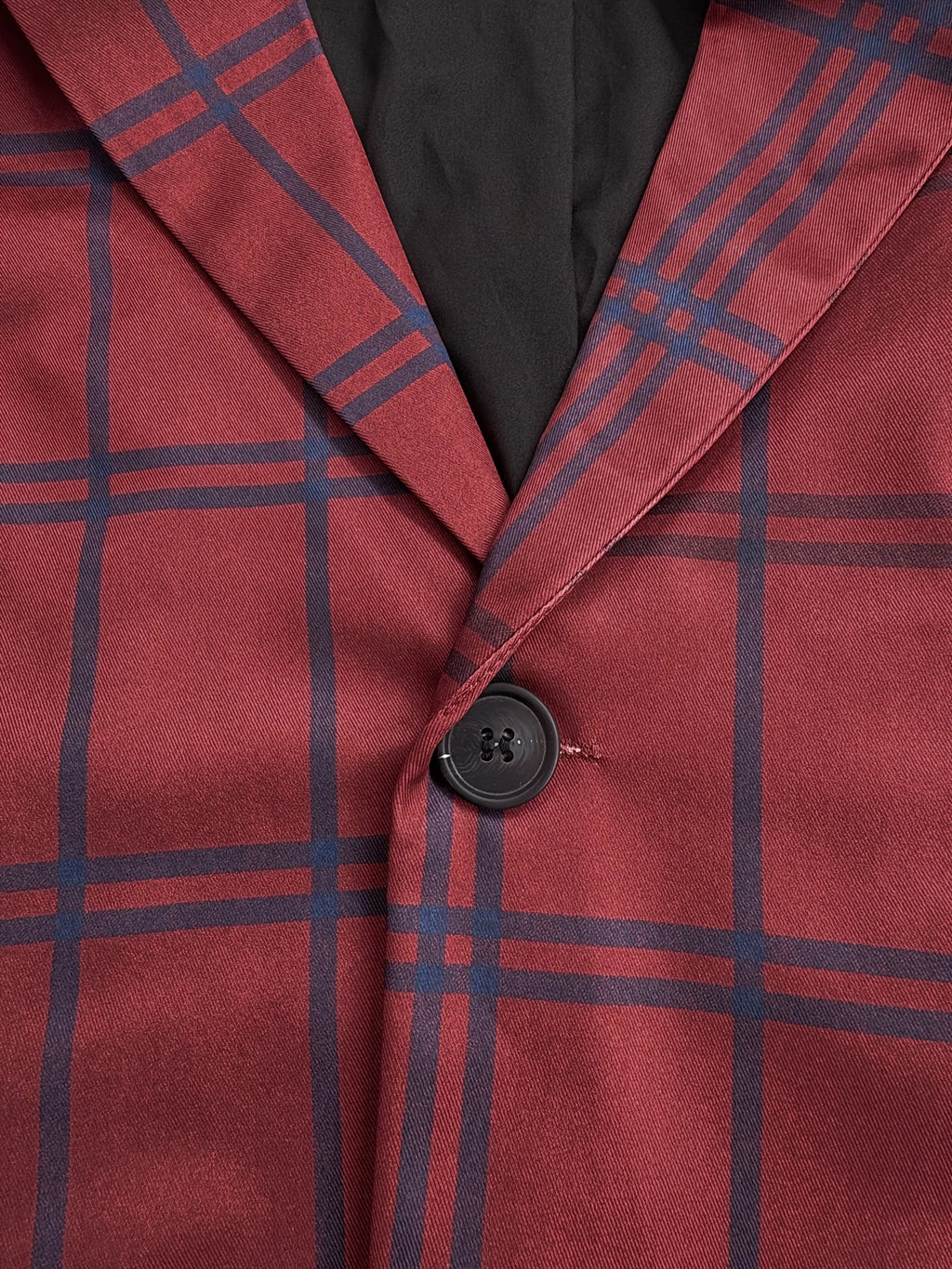 European & American Style Men's Business Suit Set Two-Piece Suit & Trousers Retro Red Blue Color-Block Plaid Print