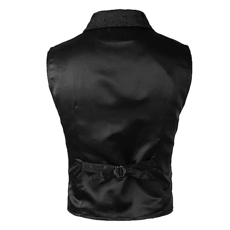 Suits Vest Coat Men Button Formal Sleeveless Coats Floral Print Gothic Punk Victoria Costume Waistcoat Lapel Collar Vest Uniform