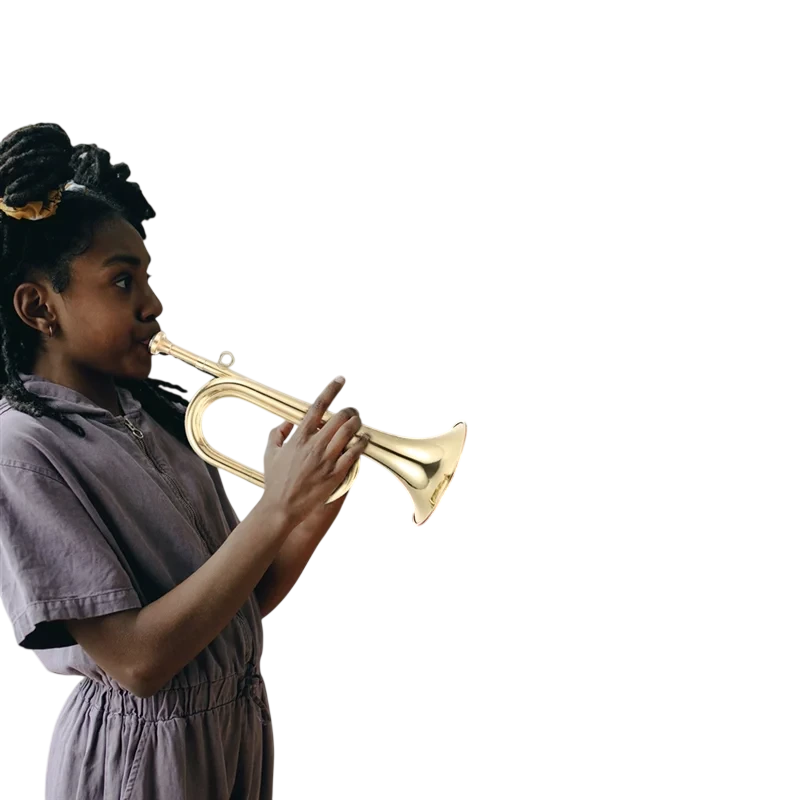 A06F Small Trumpet Bugle Brass Golden Horn Simple Beginner Wind Instrument For School Band Child Student