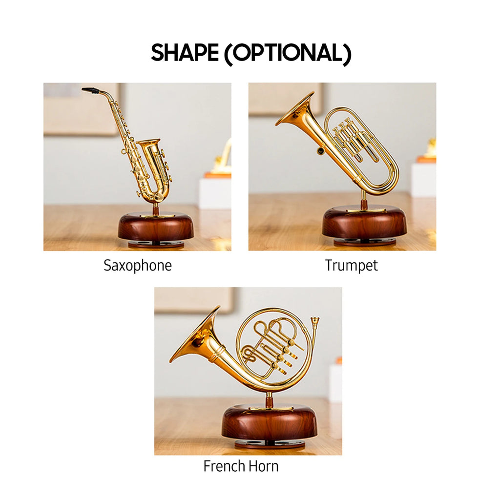 Saxophone Music Box Classical Wind Up Musicbox Twirling Music Box Rotating Base French Horn Trumpet Saxophone