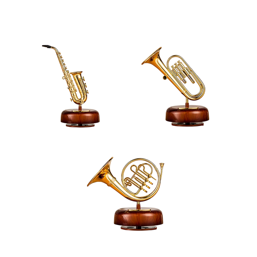 Saxophone Music Box Classical Wind Up Musicbox Twirling Music Box Rotating Base French Horn Trumpet Saxophone