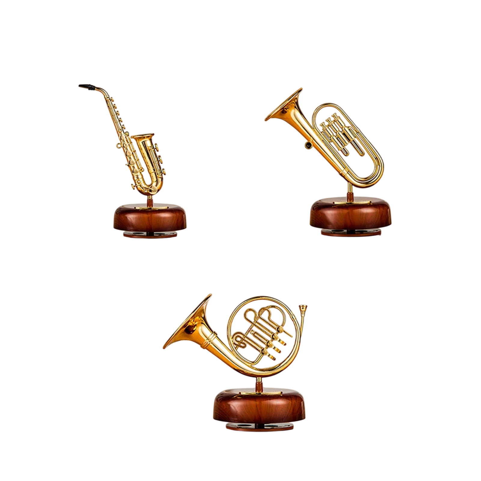 Saxophone Music Box Classical Wind Up Musicbox Twirling Music Box Rotating Base French Horn Trumpet Saxophone