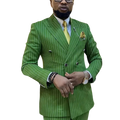 Striped Wedding Suits For Men Double Breasted Groom Tuxedo 2 Pieces Pinstripe Style Set Jacket With Pants Formal Customized Suit