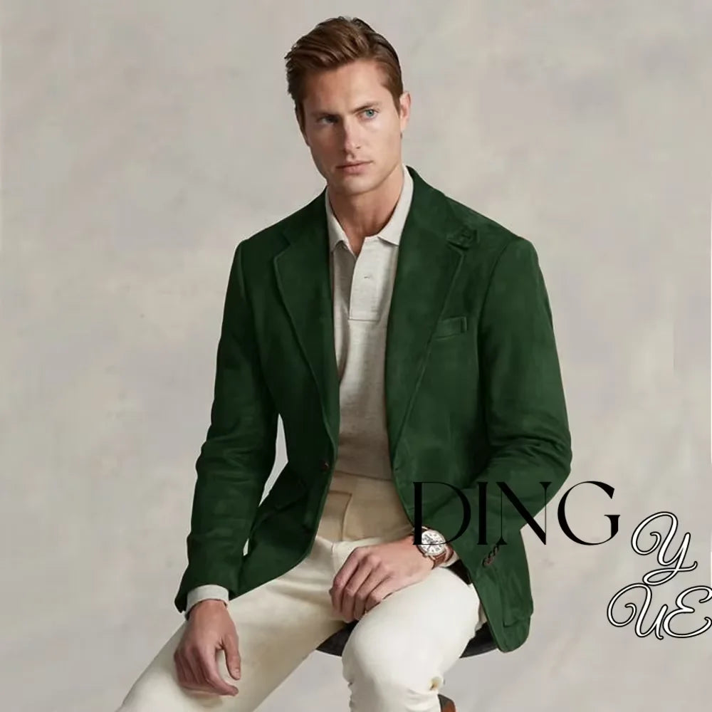 Men's Suit Suede Jacket Single Breasted Casual Suede Coat Casual Men Luxury Costume Jacket Wedding chaquetas hombre formal