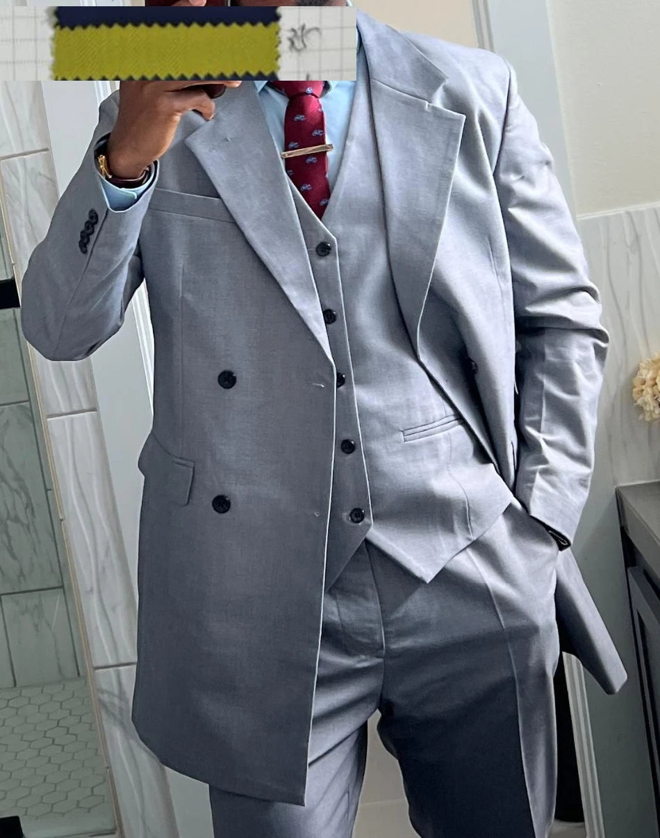 Suits for Men Slim Fit 3 Pieces Male Suit Jacket Vest with Pants Wedding Tuxedo