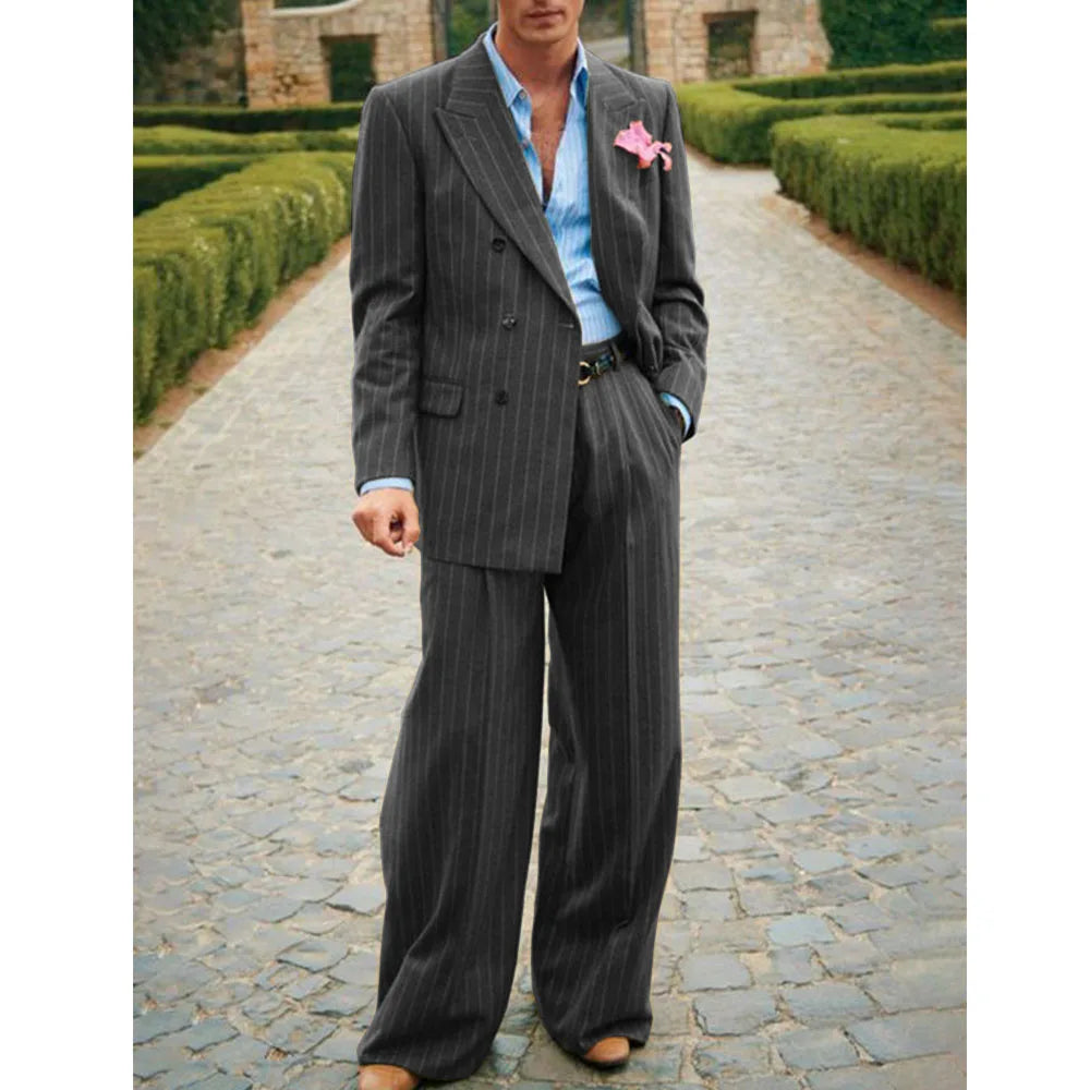 Men's Striped Suit Two Piece Suit Elegant Fashion Suit Casual Fashion Work Wear Party Dress Men's Commuter Wear Men's Clothing