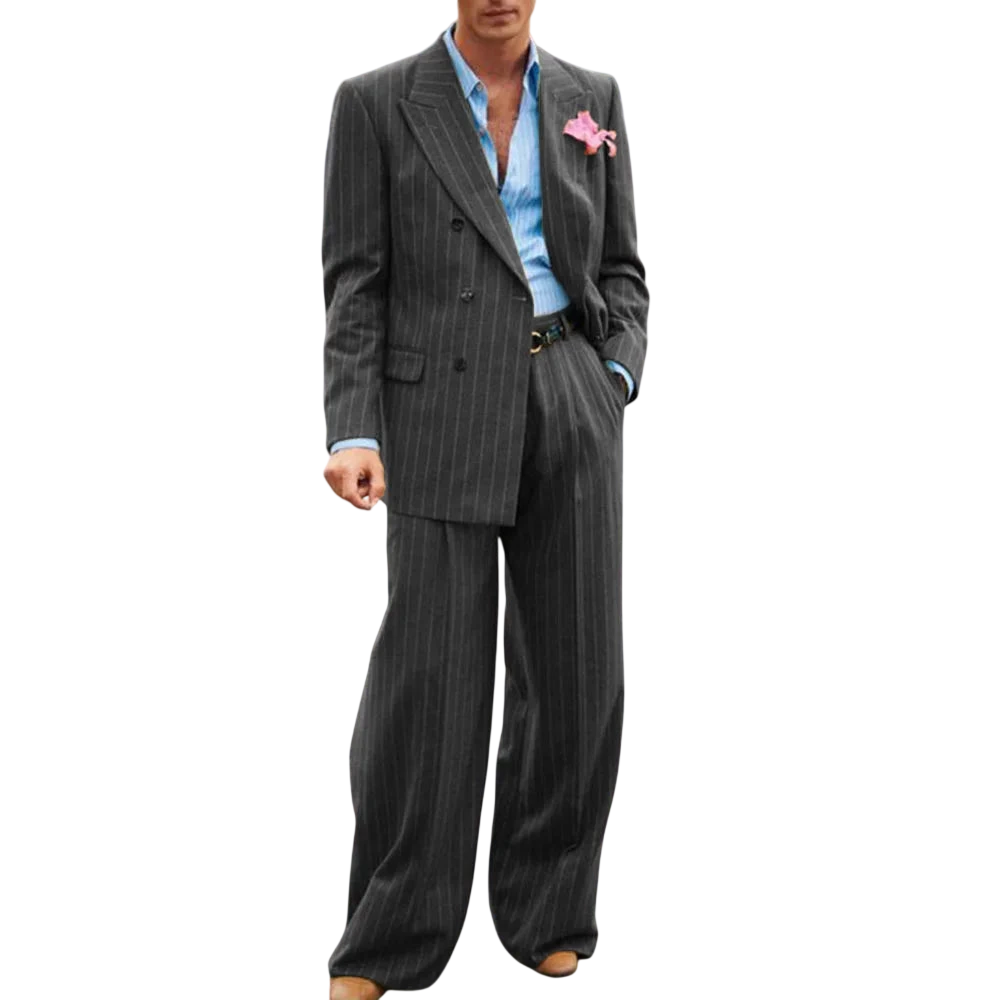 Mens Striped Suit Two Piece Suit Elegant Fashion Suit Casual Fashion Work Wear Party Dress Mens Commuter Wear Mens Clothing