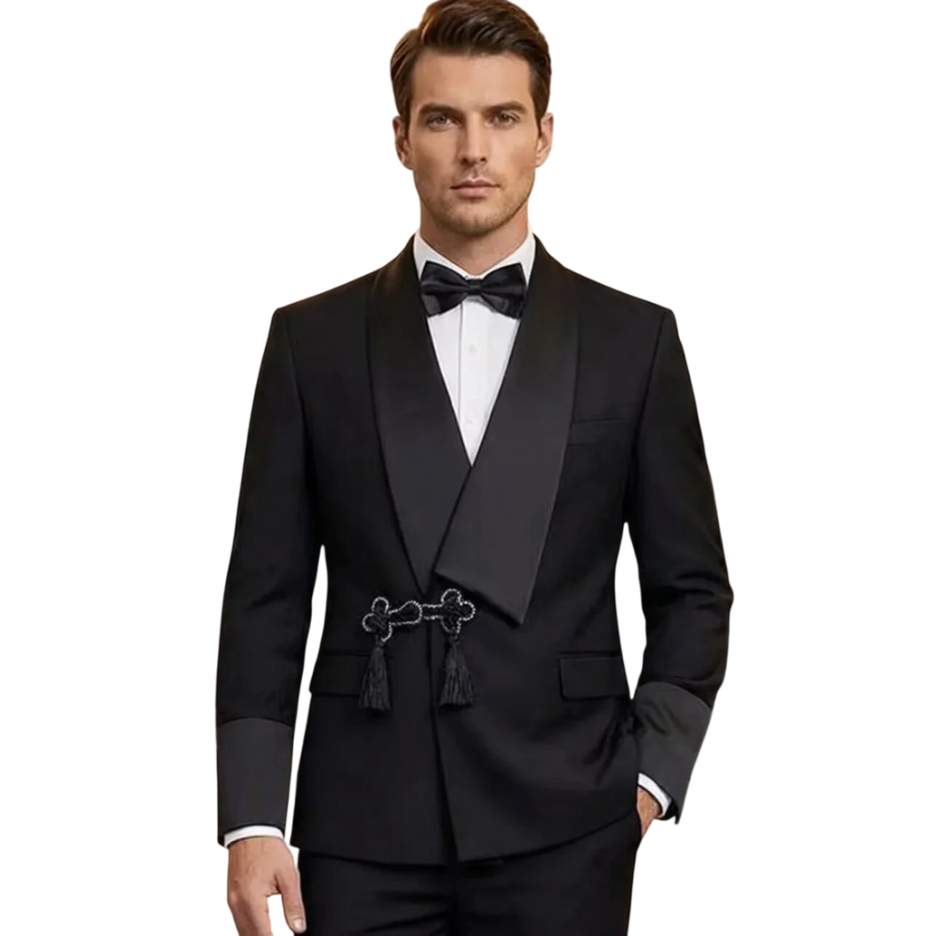 Modern Mens Slim Fit Tuxedo Suit With Tassel Shawl Collar High Quality Grooms Wedding Outfit Jacket And Pants Two Piece Set