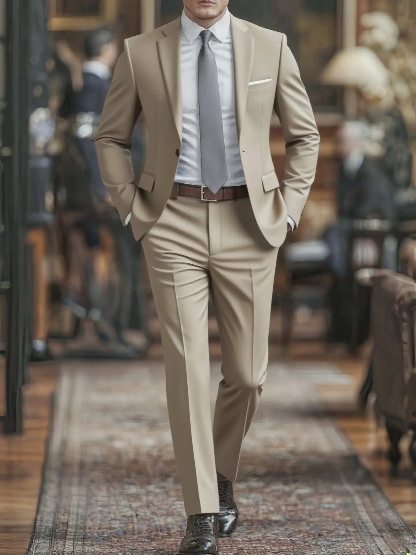 Men's Suit 2pcs Set, Elegant Formal Jacket And Pants, Great Wear for Wedding, Party And Formal Dinner