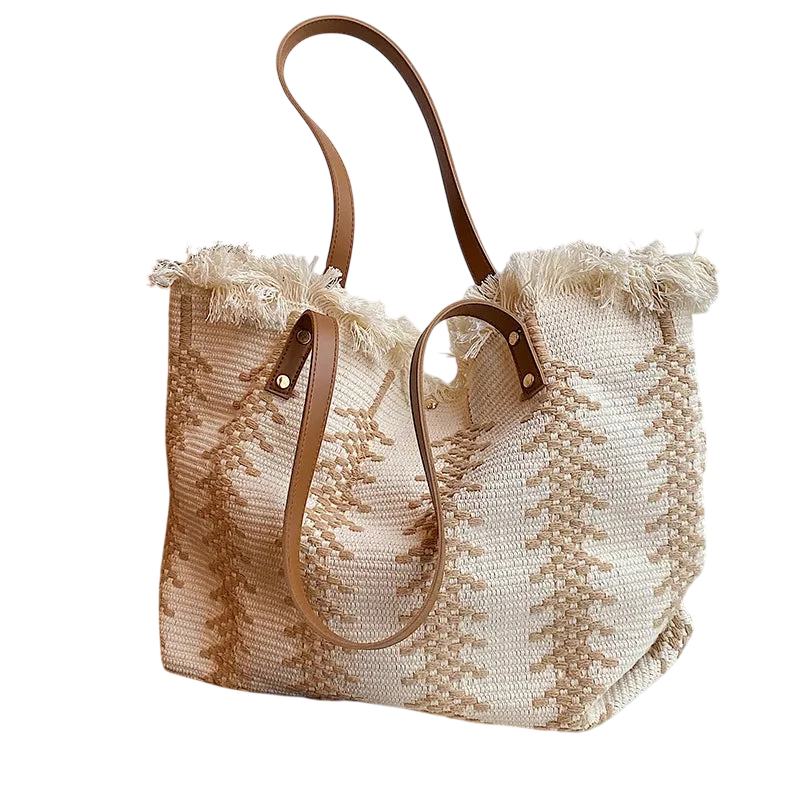 Handbag Woman Bag Design Simple Niche Travel Beach Tote Bag Tassel Letter Embroidery Fashion Large Capacity Shoulder Bags 2022