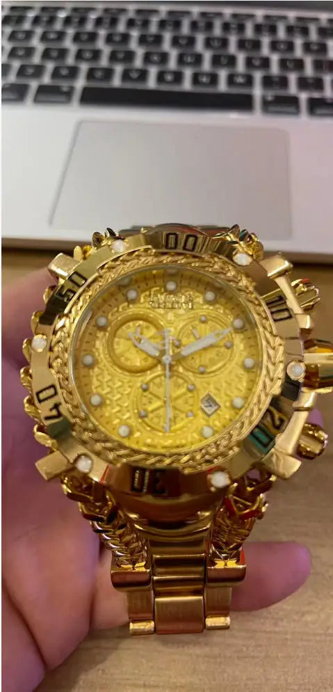 Men's Trend Watch Domineering Thick Large Dial Stainless Steel Chronograph Steel Belt Quartz Multifunctional Men's Trend Watch