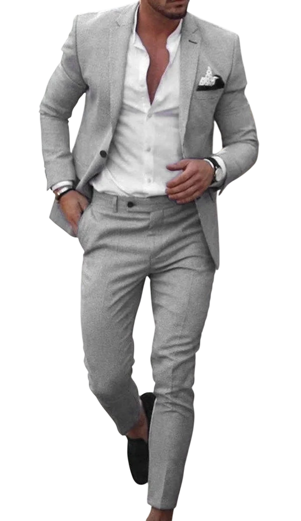 2026 Mens Suit Sets Fashion Party Formal Business Outfit Solid Tuxedo Single Button Blazer Pants Wedding Groom Dress Two Pieces