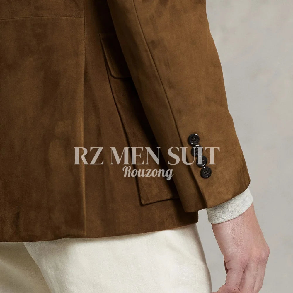 Men's Suit Suede Jacket Single Breasted Casual Suede Coat Casual Men Luxury Costume Jacket Wedding chaquetas hombre formal