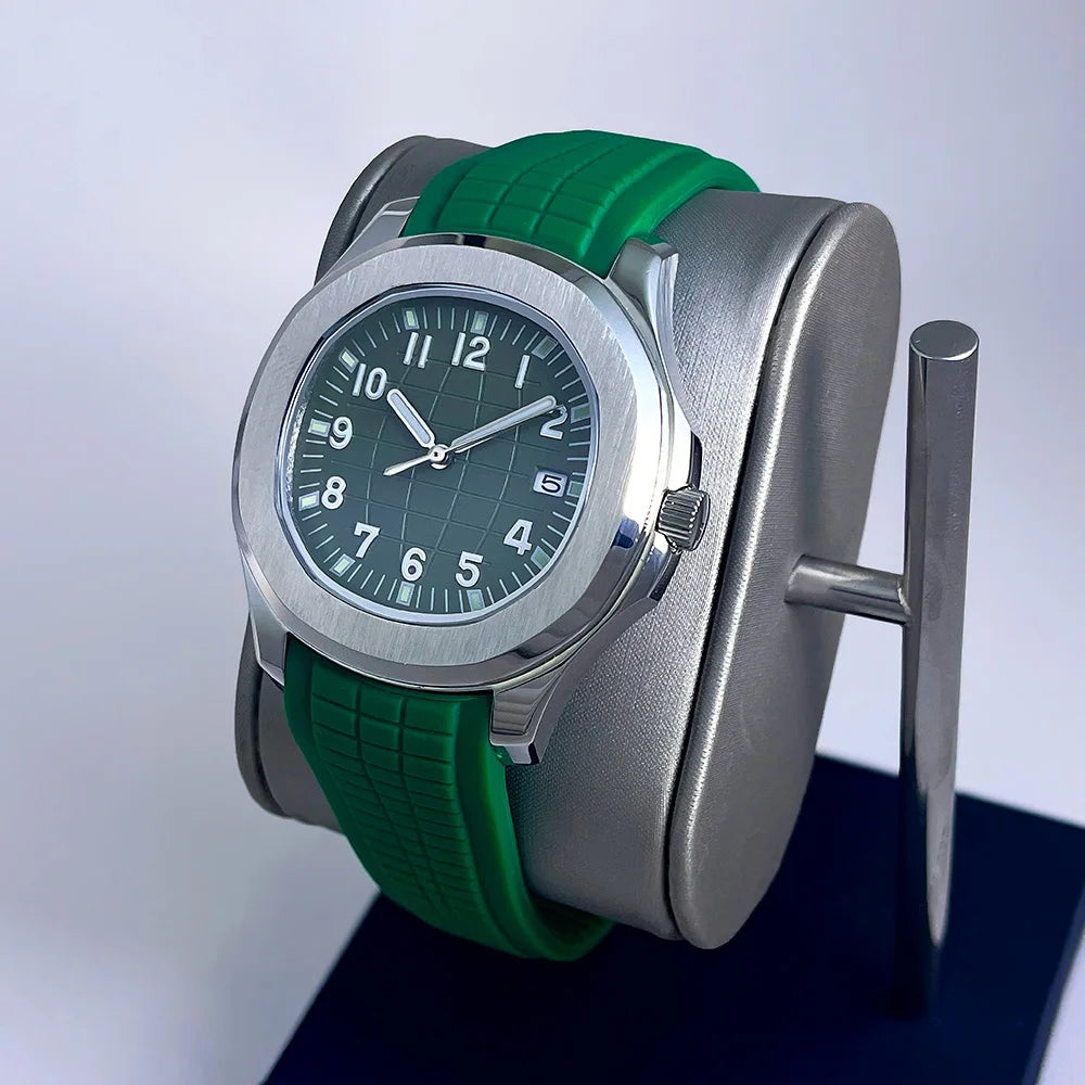 2025 New men's sports watch with rubber strap, automatic mechanical NH35 movement, waterproof stainless steel wristwatch for men