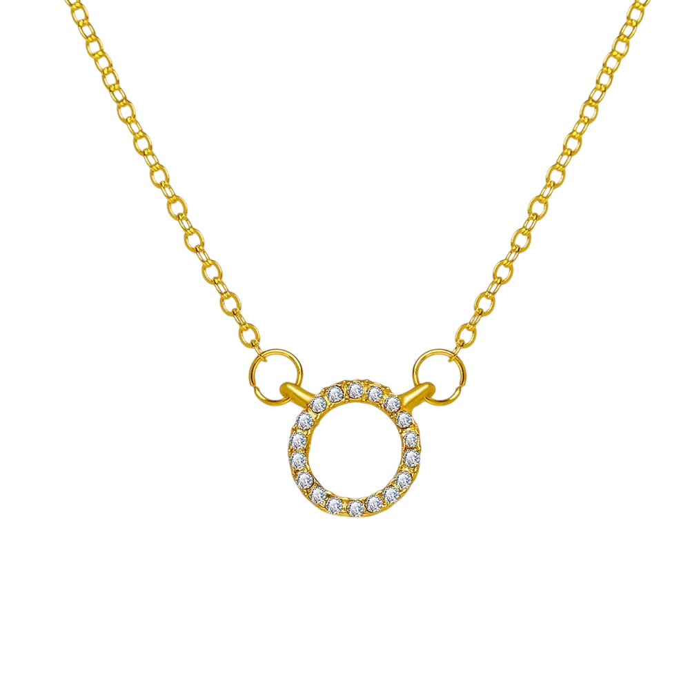 Fashion Trend Elegant Jewelry Simple Crystal Circle Pendant Necklace Golden Color Unquie Women Necklace Party Gift Wholesale