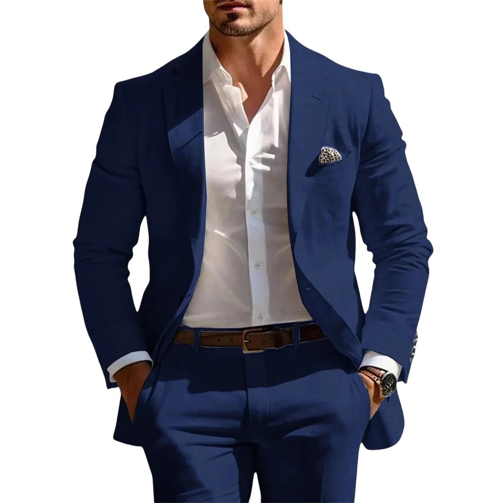 Classic Summer Mens Suit 2Pcs For Wedding Formal Solid Suit Including Jacket Pants For Party Classic Occasion Clothing