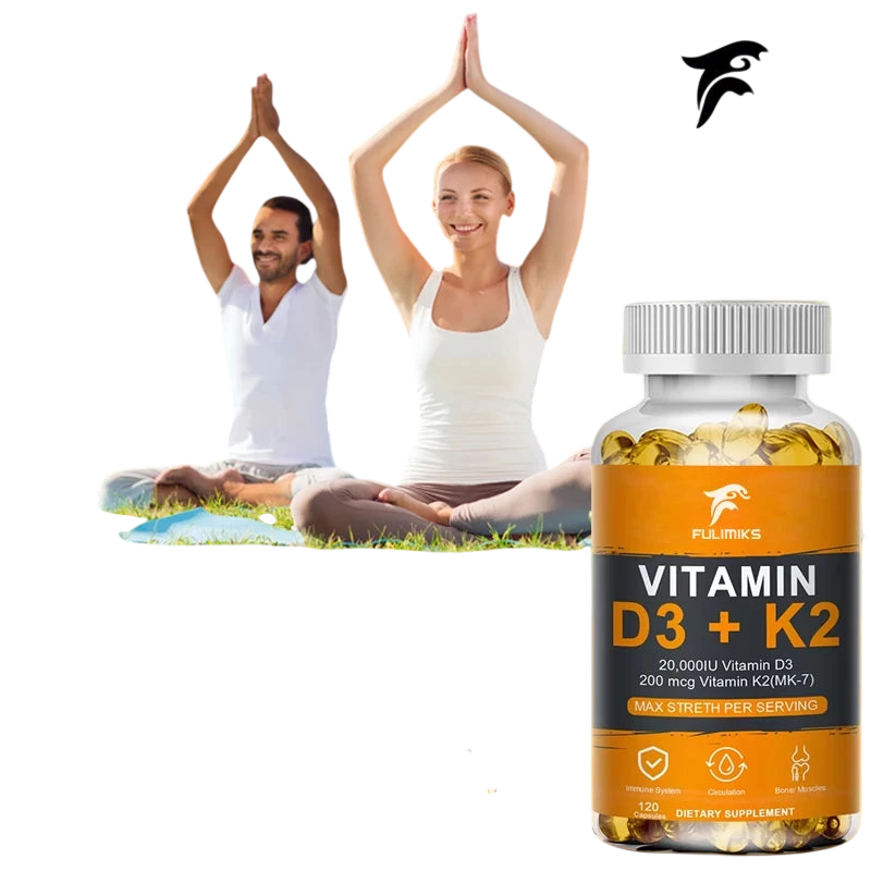 Vitamin D3 K2 Capsule 20 000 Iu Vitamin D3 Promotes Strong Bones Calcium Absorption Teeth Heart Cardiovascular Health