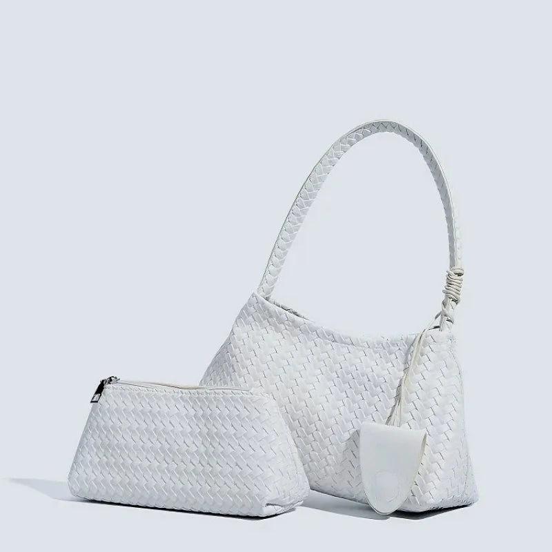 Women's hand-woven handbag2026New trendy fashion niche underarm bag, simple shoulder bag, bucket bag, mother-daughter bag