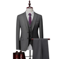 Men 3Pcs Set Suits Slim Fit 2 Buttons Blazer Formal Business Jackets Korean Style Suit Vest Groom Wedding Prom Dinner Waistcoats