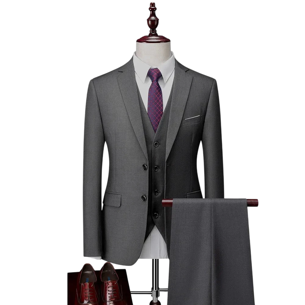 Men 3Pcs Set Suits Slim Fit 2 Buttons Blazer Formal Business Jackets Korean Style Suit Vest Groom Wedding Prom Dinner Waistcoats