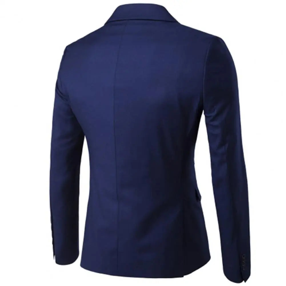 Men Three piece Suit Formal Business Suit Pants Set Solid Color Slim Fit Turn down Collar Anti wrinkle Groom Wedding Suit