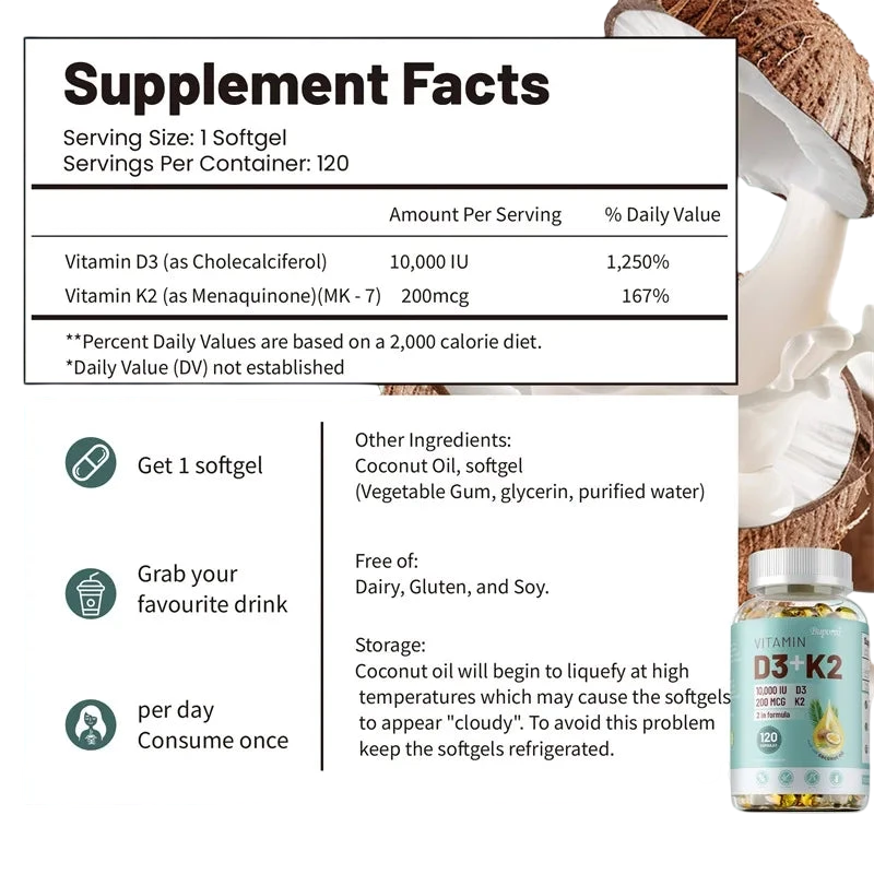 Vitamin D3 K2 Nerve Muscle Heart Bone And Dental Health Immune System Health