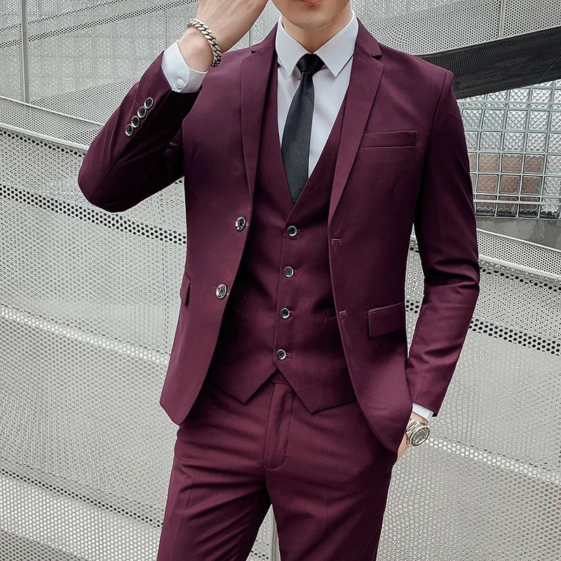 Suits Men's Fashionable Banquet Tailored Solid-color Dance Singer Trend Host Casual Wedding Banquet Dress Male Star Performance