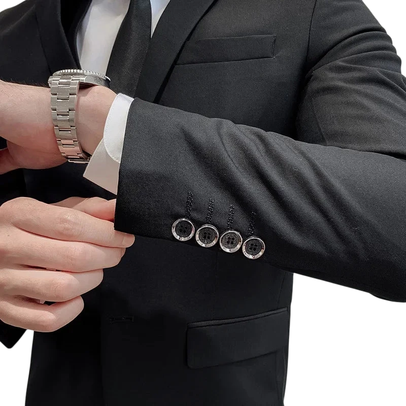 Suit Upgrade The New Fabric Mens Business Gentleman Fashion Slim Work Solid Color Plus Size Fair Dress Wedding Best Man Suit