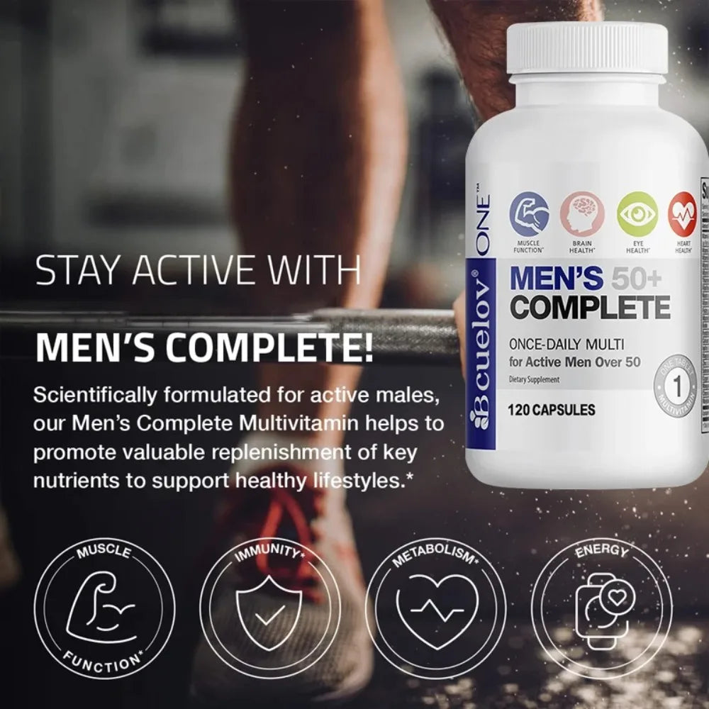 Men's Multivitamin for 50+ - High Potency Formula, for Brain, Eye & Heart Health, for Brain, Eye & Heart Health, 120 Capsules