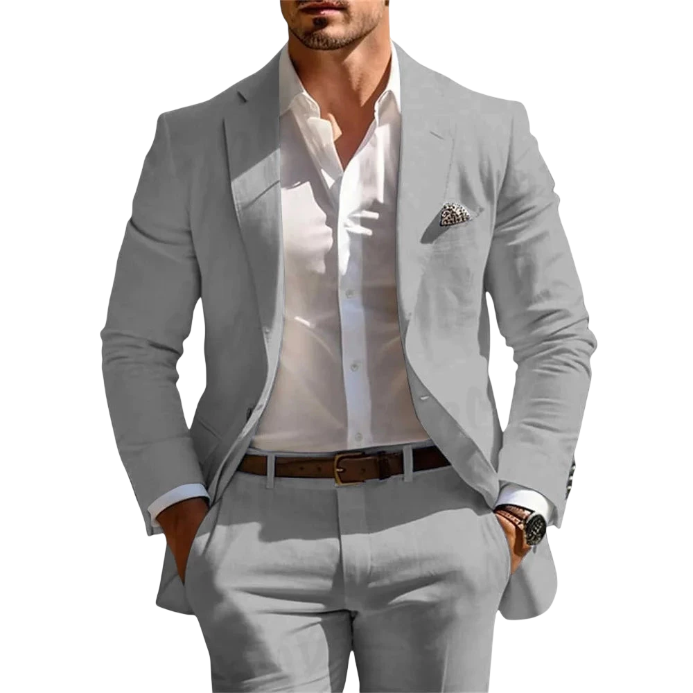 Classic Summer Mens Suit 2Pcs For Wedding Formal Solid Suit Including Jacket Pants For Party Classic Occasion Clothing