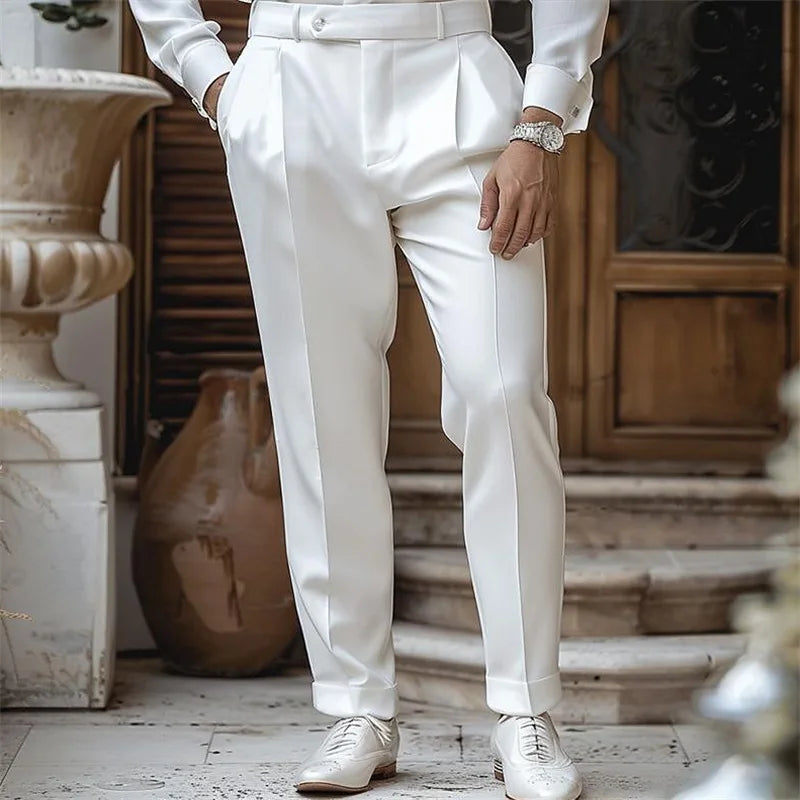 New Men's High-end Suit Pants Elegant Fashion Casual Party Dress Pants Spring Autumn Men Business Social Straight Formal Trouser