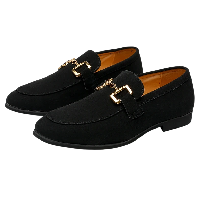 Fashion Brand Men Suede Leather Shoes Black Beige Horsebit Loafers Slip On Formal Mens Dress Shoes Wedding Office Casual Shoes
