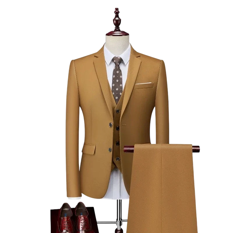 Men 3Pcs Set Suits Slim Fit 2 Buttons Blazer Formal Business Jackets Korean Style Suit Vest Groom Wedding Prom Dinner Waistcoats
