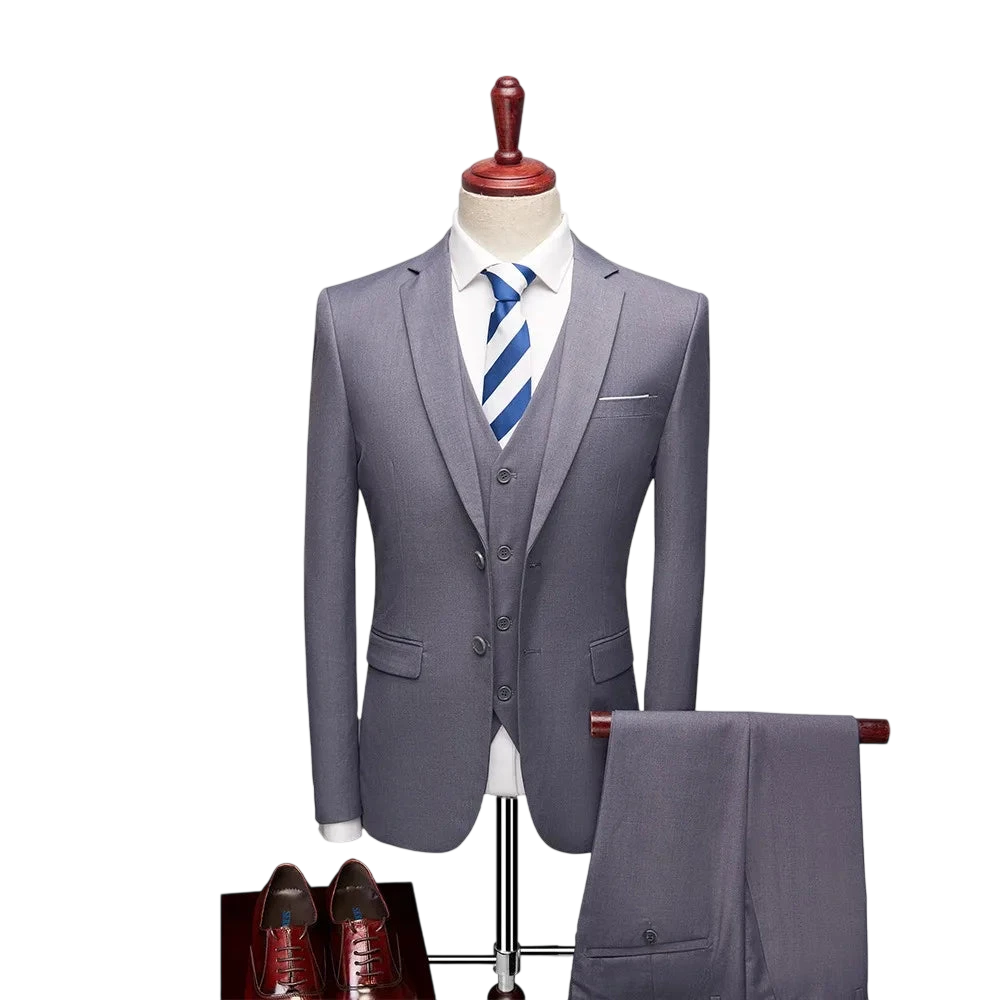 Men 3Pcs Set Suits Slim Fit 2 Buttons Blazer Formal Business Jackets Korean Style Suit Vest Groom Wedding Prom Dinner Waistcoats