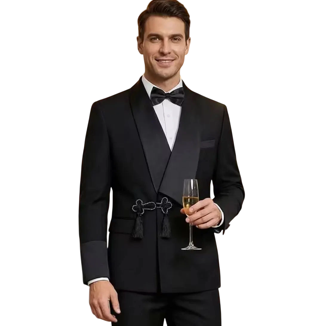 Modern Mens Slim Fit Tuxedo Suit With Tassel Shawl Collar High Quality Grooms Wedding Outfit Jacket And Pants Two Piece Set