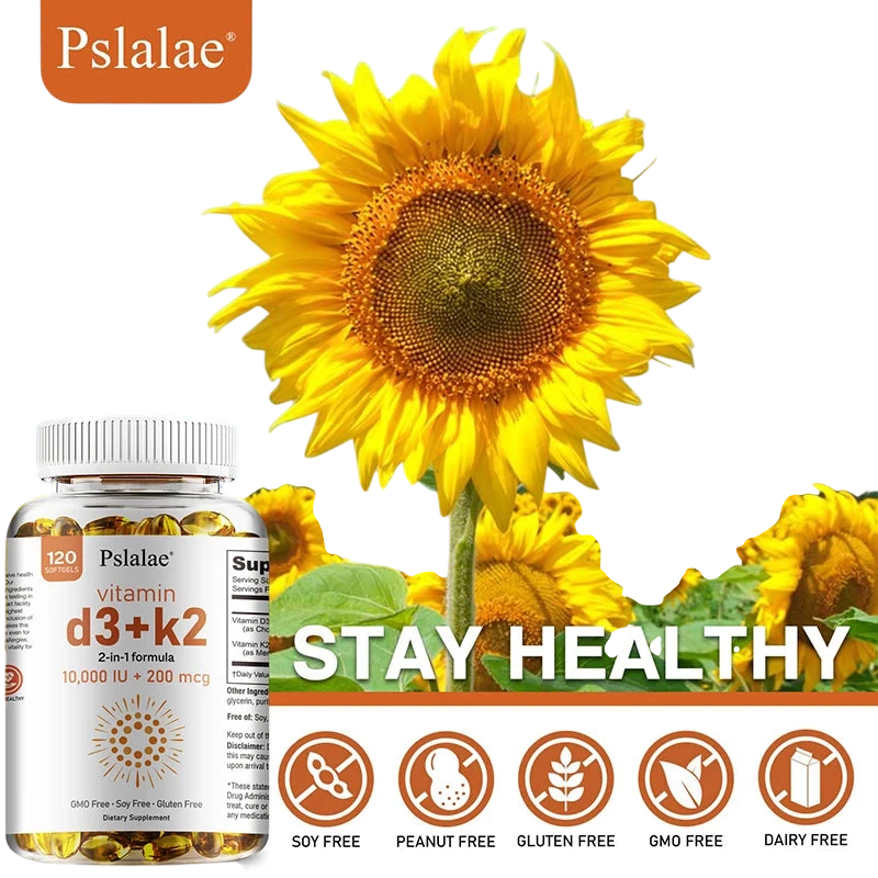 Vitamin D3 10000 Iu With K2 200 Mcg 2 In 1 Support Immune Heart Joint Teeth Bone Health