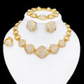 Arabic Jewelry Set For Women High Quality 18K Gold Plated Jewelry Round Necklace Earrings Bracelet And Ring Wedding Party Gift