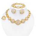 Arabic Jewelry Set For Women High Quality 18K Gold Plated Jewelry Round Necklace Earrings Bracelet And Ring Wedding Party Gift