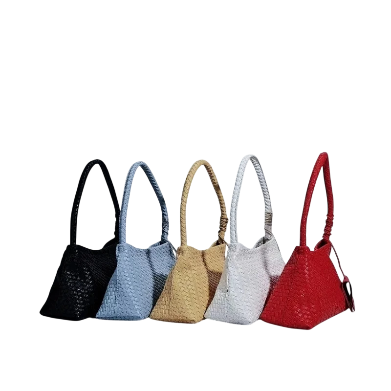 Womens Hand Woven Handbag2026New Trendy Fashion Niche Underarm Bag Simple Shoulder Bag Bucket Bag Mother Daughter Bag