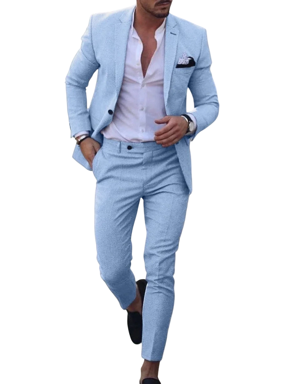 2026 Mens Suit Sets Fashion Party Formal Business Outfit Solid Tuxedo Single Button Blazer Pants Wedding Groom Dress Two Pieces