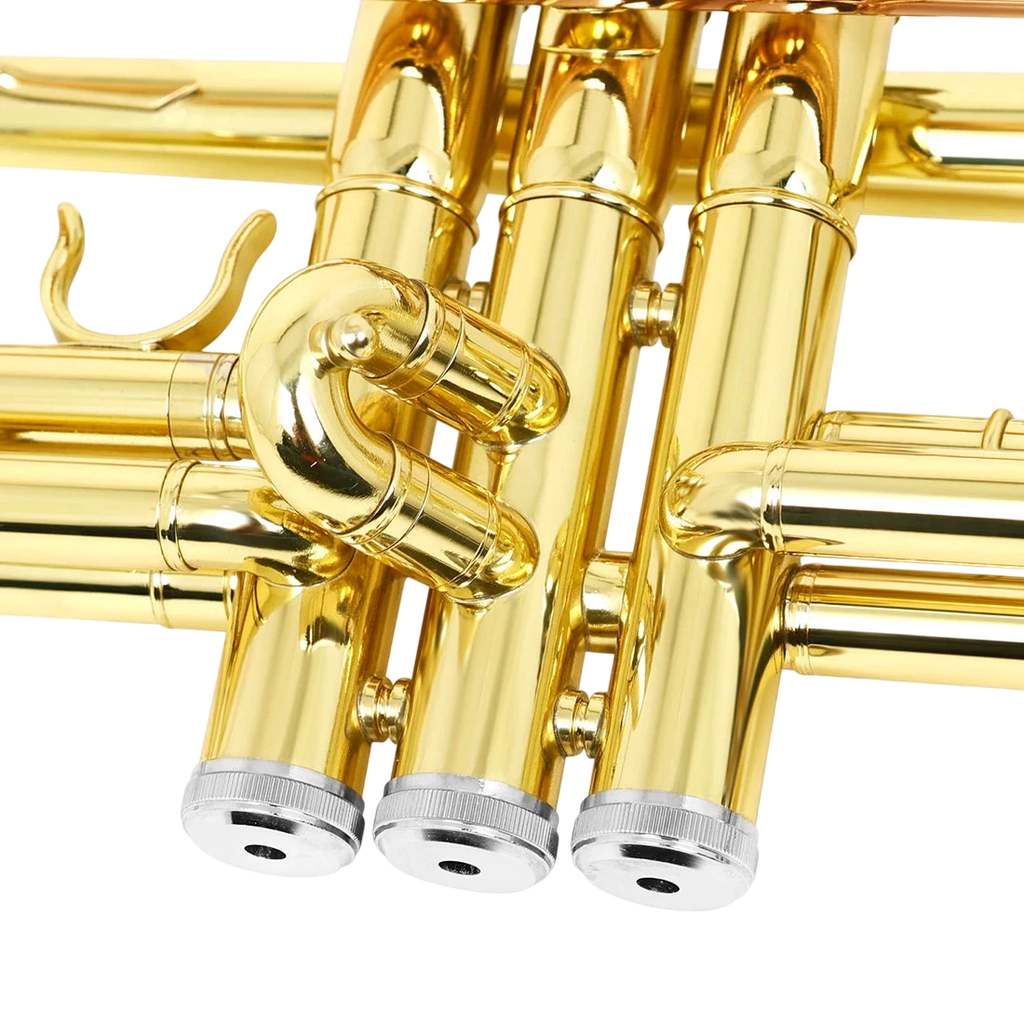 M Mbat Bb B Flat Trumpet Brass Gold Exquisite Durable Musical Instrument With Mouthpiece Bracket Weak Speaker Gloves Strap Case