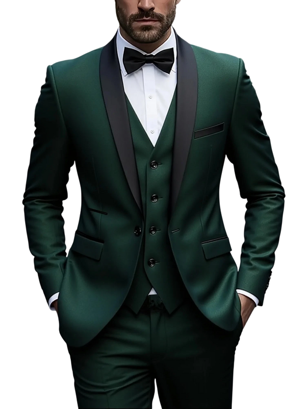 Suit (suit+vest+pants) Men's Business Solid Color Fashion Slimming Work Solid Color Plus Size Formal Dress Wedding Best Men Suit
