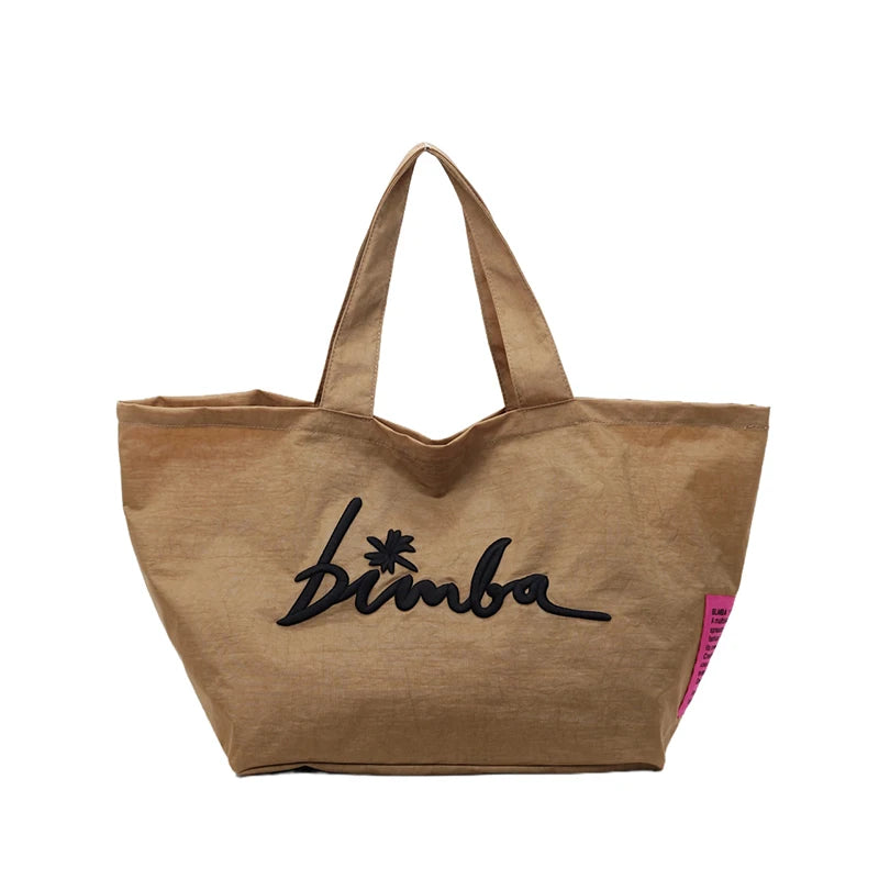 Fashionable and simple large capacity popular solid color handbag, personalized and multifunctional casual letter embroidered sh