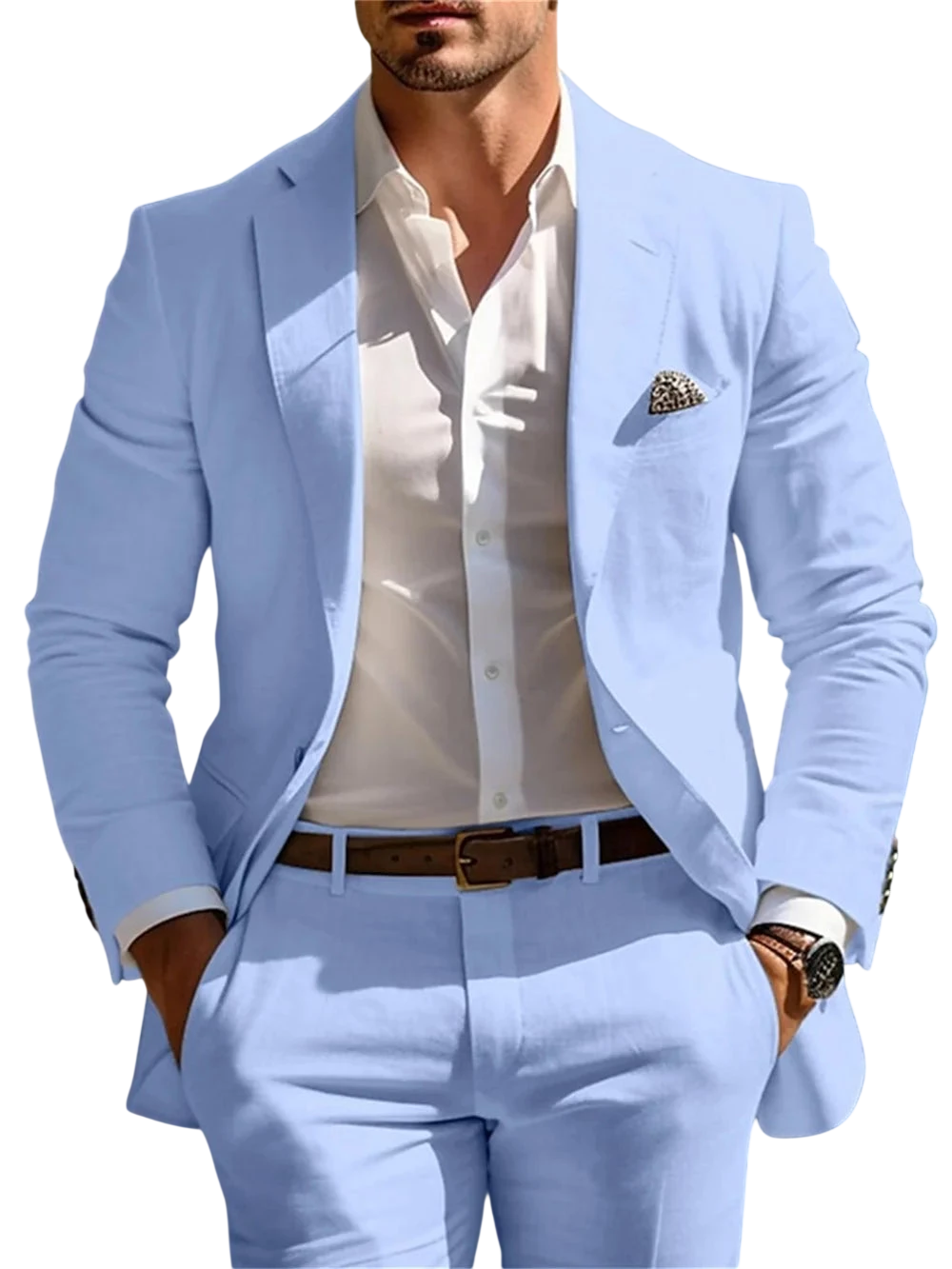 Classic Summer Mens Suit 2Pcs For Wedding Formal Solid Suit Including Jacket Pants For Party Classic Occasion Clothing
