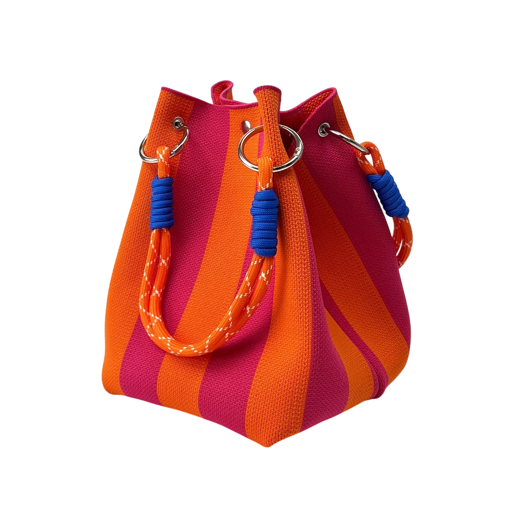 Striped Handbag Large Capacity Storage Bag Versatile Multi Color Handbag Stylish Bucket Bag
