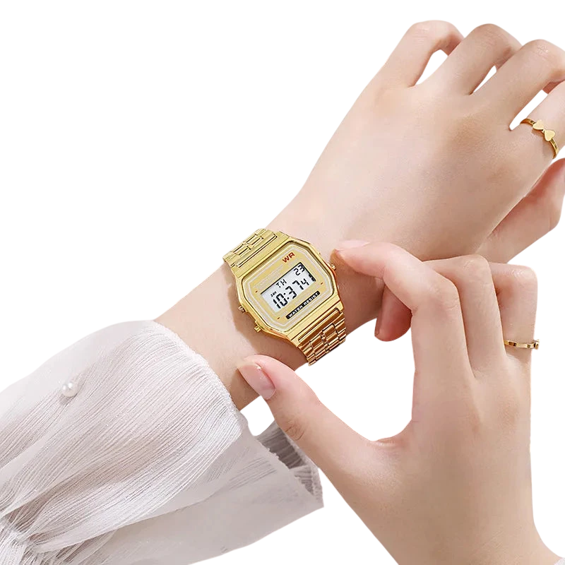 Luxury Rose Gold Women Watches Electronic Digital Display Retro Style Clock Mens Relogio Masculin Reloj Hombre Homme